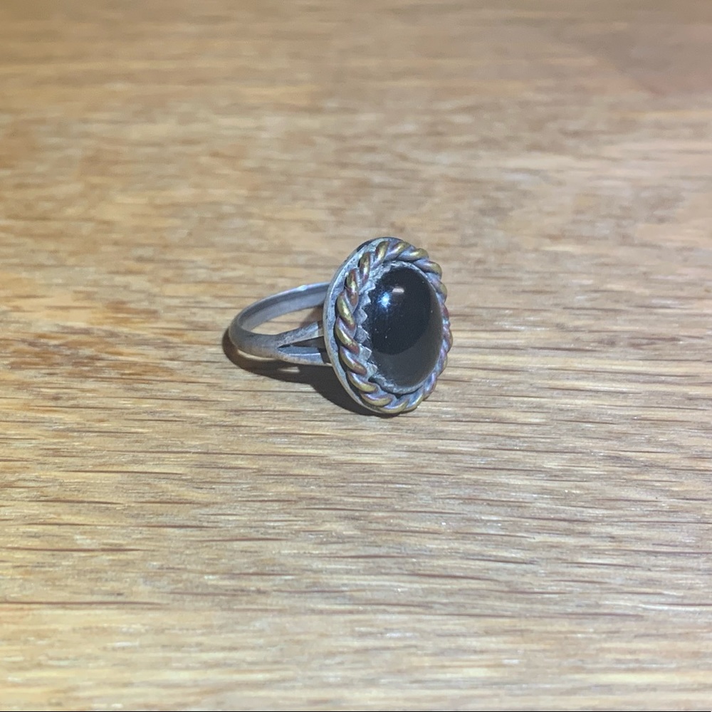 Sterling silver and obsidian ring